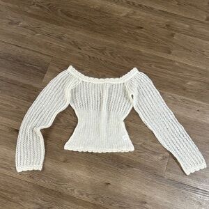Mirror Palais Cream Off-Shoulder Sweater